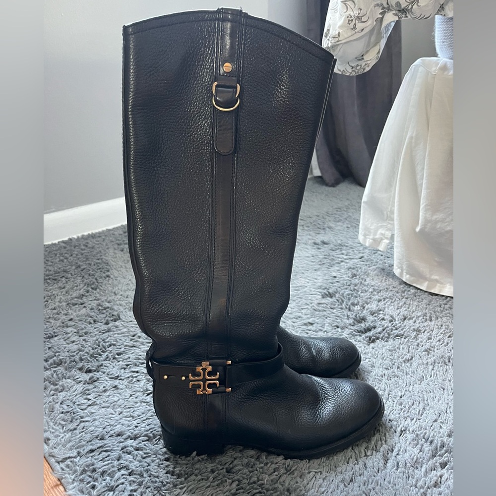 Tory Burch Elina Blk Riding Boot Sz 8